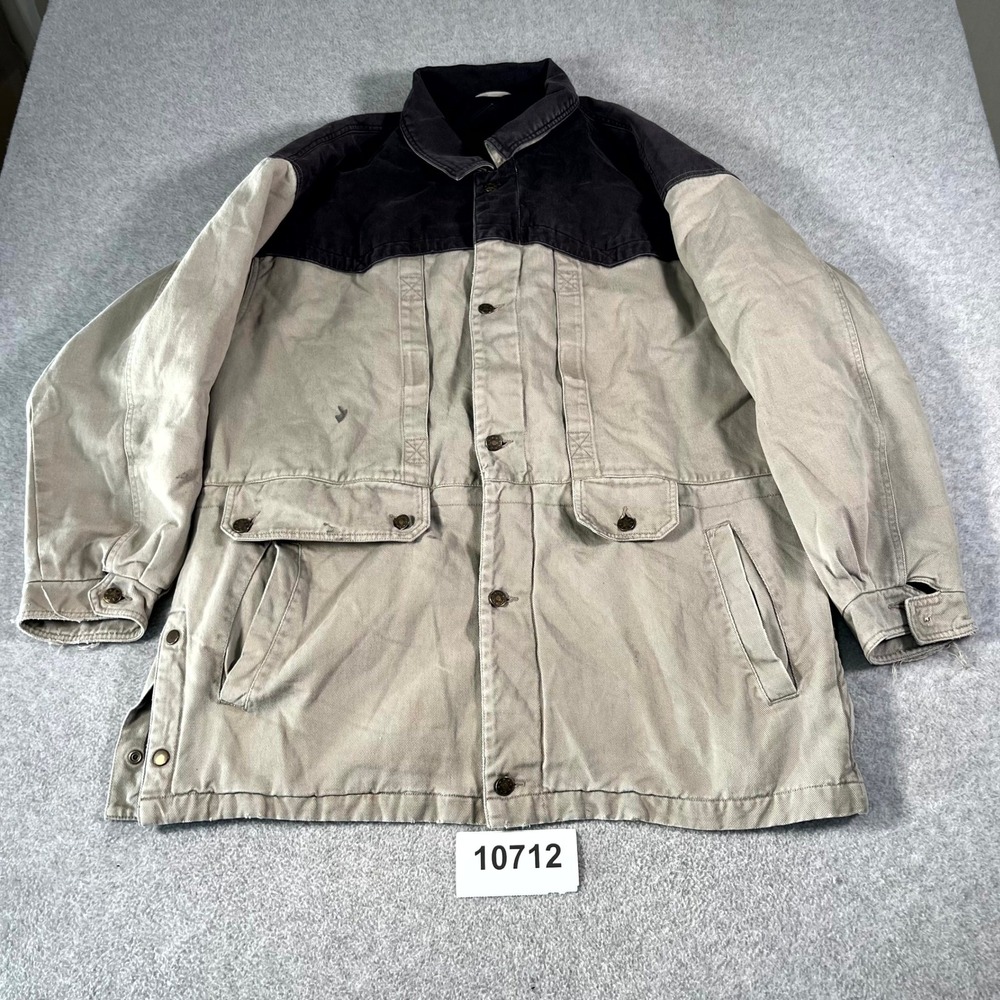 Unbranded Field Jacket 2XL Beige Black Cotton Collared Workwear